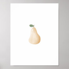 Cute Watercolour Pear Fruit Nursery Poster