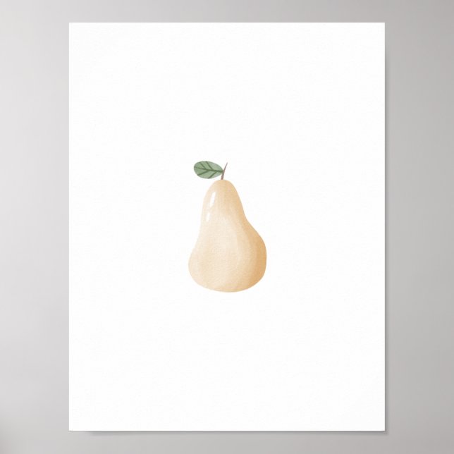 Cute Watercolour Pear Fruit Nursery Poster (Framsidan)