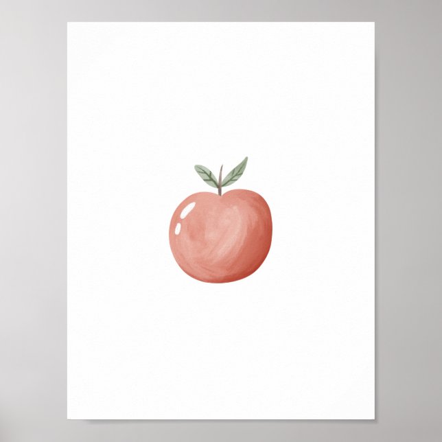 Cute Watercolour Red Apple Fruit Nursery Poster (Framsidan)