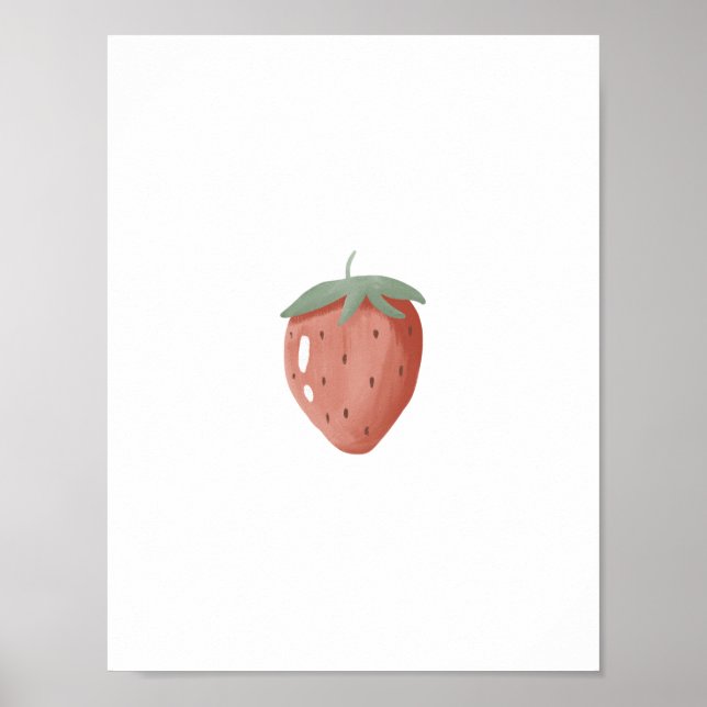 Cute Watercolour Strawberry Fruit Nursery Poster (Framsidan)