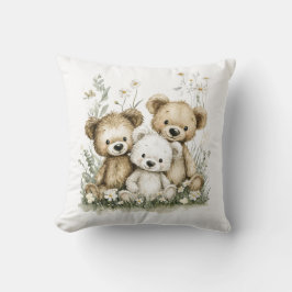 Cute Watercolour Teddy Bear group Kudde
