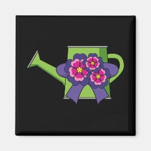 Cute Watering Can med Flowers Bouquet Magnet