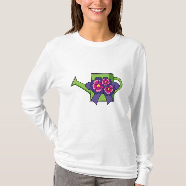 Cute Watering Can med Flowers Bouquet T Shirt (Framsida)