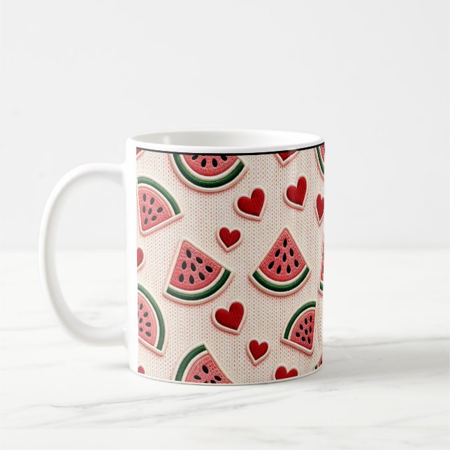 Cute Watermelon and Hearts Pattern Coffee Mug - Sw Kaffemugg (Vänster)