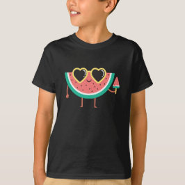 Cute Watermelon Character med solglasögon och is T Shirt