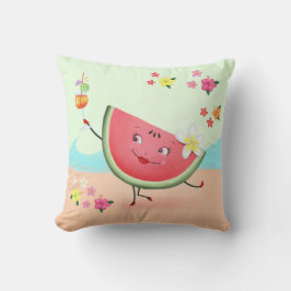 Cute Watermelon Character och Beach Kudde