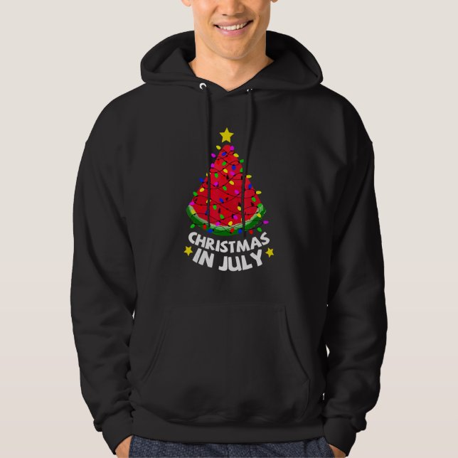 Cute Watermelon Christmas In July Summer Beach Xma Hoodie (Framsida)