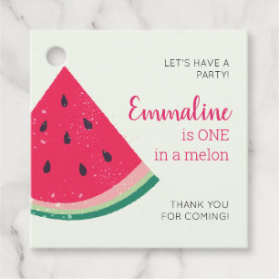 Cute Watermelon en i en melon 1:a födelsedagen Gåvor Etiketter