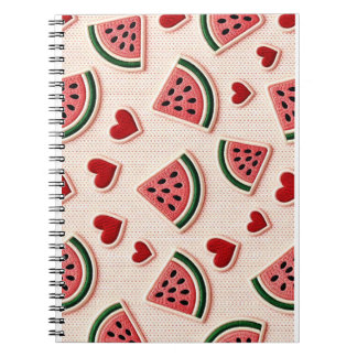 Cute Watermelon & Hearts Pattern Aesthetic School Anteckningsbok