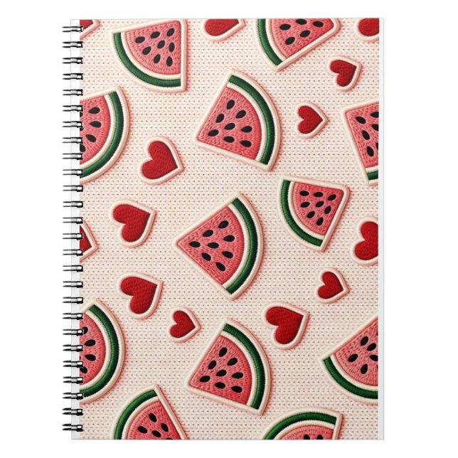 Cute Watermelon & Hearts Pattern Aesthetic School  Anteckningsbok (Framsidan)