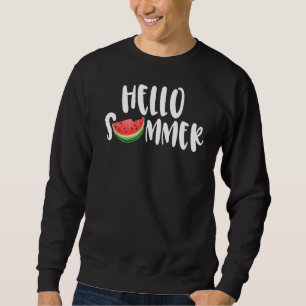 Cute Watermelon Hej Summer Fruit Vintage Vacatio Lång Ärmad Tröja