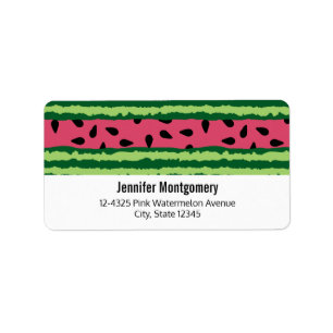 Cute Watermelon Mönster Rosa & Grönt Adressetikett