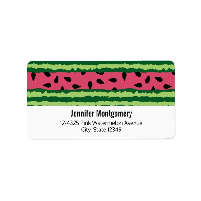 Cute Watermelon Mönster Rosa & Grönt Adressetikett (Framsidan)