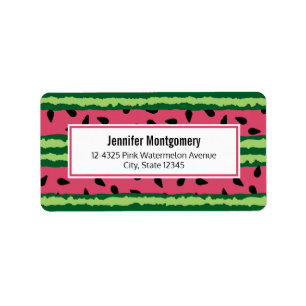 Cute Watermelon Mönster Rosa & Grönt Adressetikett