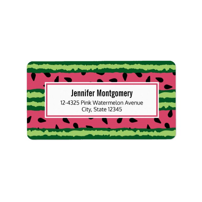 Cute Watermelon Mönster Rosa & Grönt Adressetikett (Framsidan)