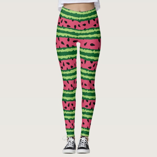 Cute Watermelon Mönster Rosa & Grönt Leggings (Framsida)