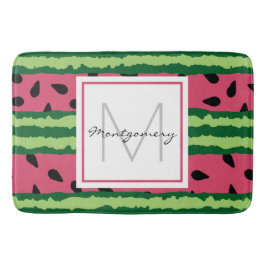 Cute Watermelon Mönster Rosa & Grönt Monogram Badrumsmatta