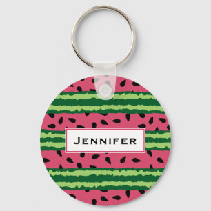 Cute Watermelon Mönster Rosa & Grönt Nyckelring