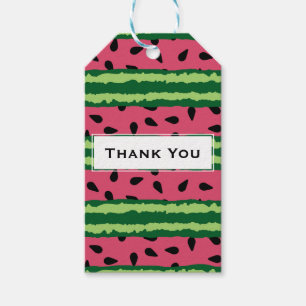 Cute Watermelon Mönster Rosa & Grönt Tack Presentetikett