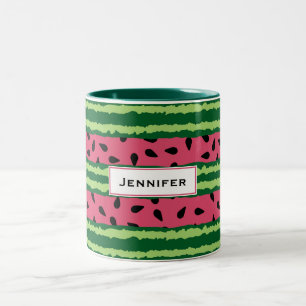 Cute Watermelon Mönster Rosa & Grönt Två-Tonad Mugg
