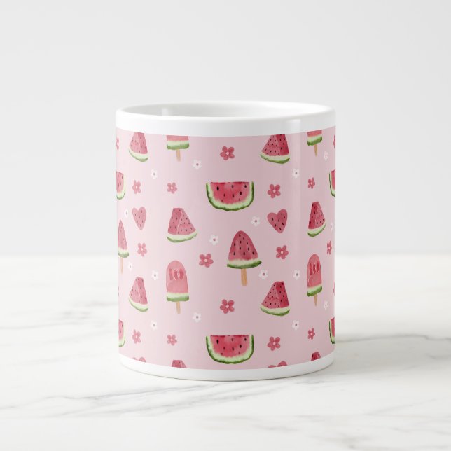 Cute Watermelon och Popsicle Seamless Mönster Jumbo Mugg (Framsidan)