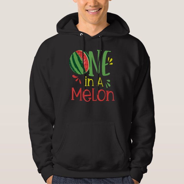 Cute Watermelon One in a Melon Summer Fruit Vinta Hoodie (Framsida)