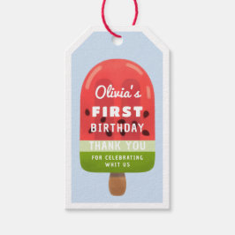 Cute Watermelon Popsicle First Birthday Gift Märkr Presentetikett