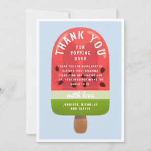 Cute Watermelon Popsicle First Birthday Tack Kort