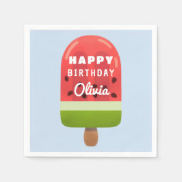 Cute Watermelon Popsicle Grattis på födelsedagen Pappersservett