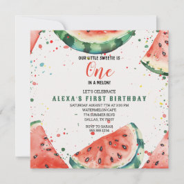 Cute Watermelon Pun First Birthday Inbjudningar