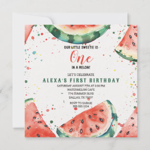Cute Watermelon Pun First Birthday Inbjudningar