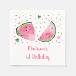 Cute Watermelon Rosa & Grönt Birthag Pappersservett