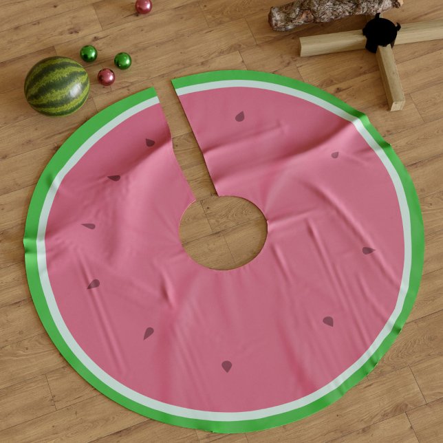 Cute Watermelon Rosa och Grönt jul Julgransmatta Borstad Polyester (Pink and green should be seen on a tree skirt. Stand out from the crowd with this!)