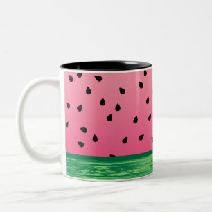 Cute Watermelon Seed Rind Rosa Grönt Två-Tonad Mugg