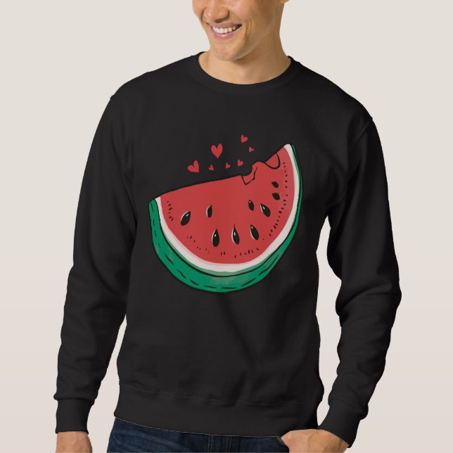 Cute Watermelon Segce Melon Sommar Vacation Season Lång Ärmad Tröja (Framsida)