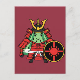 Cute Watermelon Shogun Samurai Warrior Illustratio Vykort