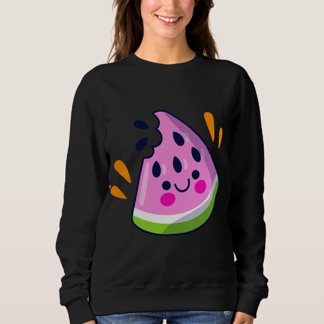 Cute Watermelon Slice Bita Vibrant Sommaravacation T Shirt (Framsida)
