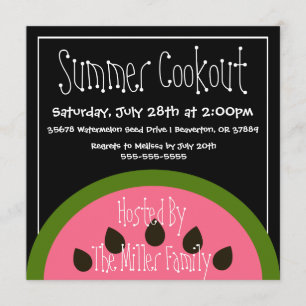 Cute Watermelon Summer BBQ Cookout Inbjudan