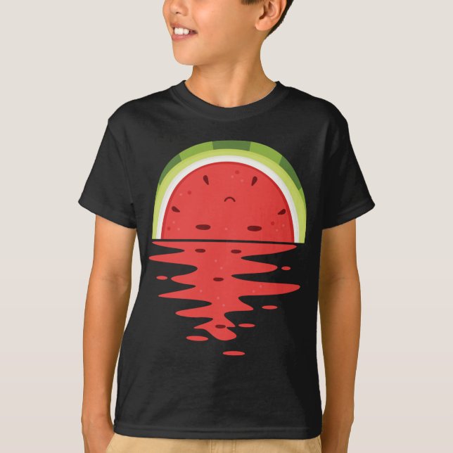 Cute Watermelon Sunset Outfit Summer Fruit T Shirt (Framsida)