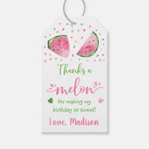 Cute Watermelon tackar en Melon-födelsedag Presentetikett