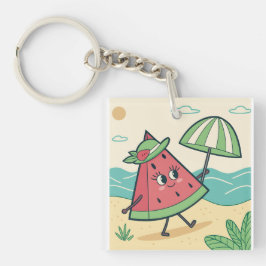 Cute Watermelon-tecken i Beach - Nyckelkedjan