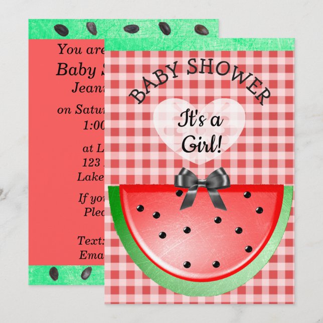 Cute Watermelon Thed Flicks babyskor Inbjudningar (Fram/baksida)