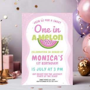 Cute Watermelon Theme Birthday Inbjudningar