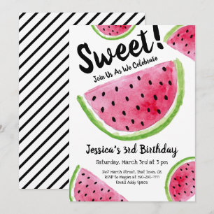 Cute Watermelon Watercolor Illustration Inbjudningar