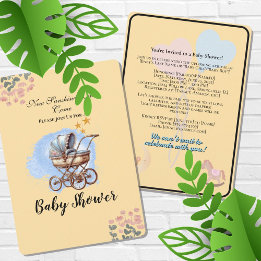 Cute Watter färg Personlig Baby Shower Invita Inbjudningar