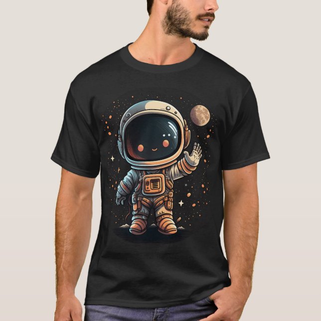 Cute Wave Astronaut T Shirt (Framsida)
