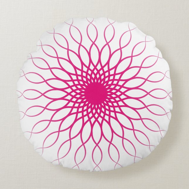 Cute Wave Floral Line Pattern Rund Kudde (Framsidan)