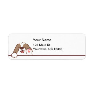 Cute Wave Shih Tzu Hund Returadress Etikett