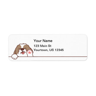 Cute Wave Shih Tzu Hund Returadress Etikett