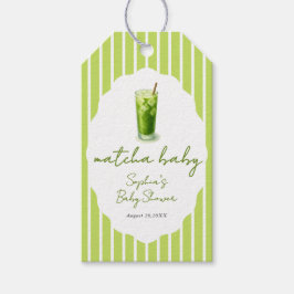 Cute Wavy Matcha Baby Green Baby Shower Favor Presentetikett